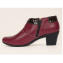 Botine dama grena din piele naturala cu toc gros si fermoar MV4GRN